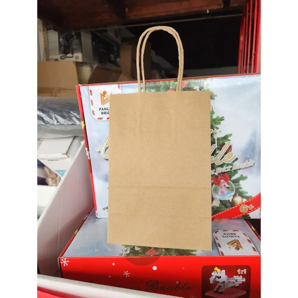 Small Gift Bags 25Pcs 5.25x3x8 Kraft Brown Paper Bags with Handles